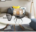 Modern Glass Table Lamp  Amber Shade, Tripod Base, Warm Light Accent Lamp - Image 4