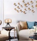 Modern Glass Table Lamp  Amber Shade, Tripod Base, Warm Light Accent Lamp - Image 3