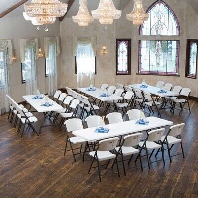 Lifetime 8-Foot Stacking Tables (4) and Chairs Combo (32) - Commercial