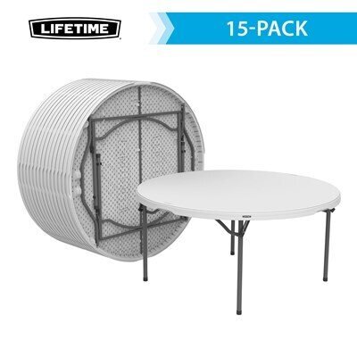 Lifetime (15) 60 in. Round Tables and Cart Combo