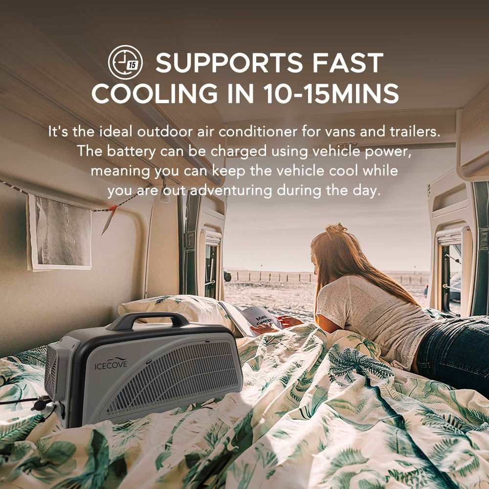 SUNJOY IceCove Portable Air Conditioner with 2 Power Bank for Outdoor Tents and Indoors - Gray