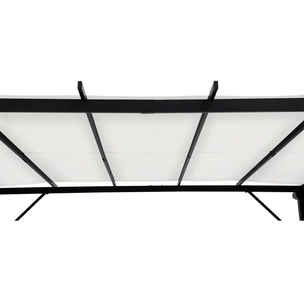 SUNJOY 9x9 Matte Black Steel Frame Pergola with Adjustable Canopy Roof - Light Gray - Image 9