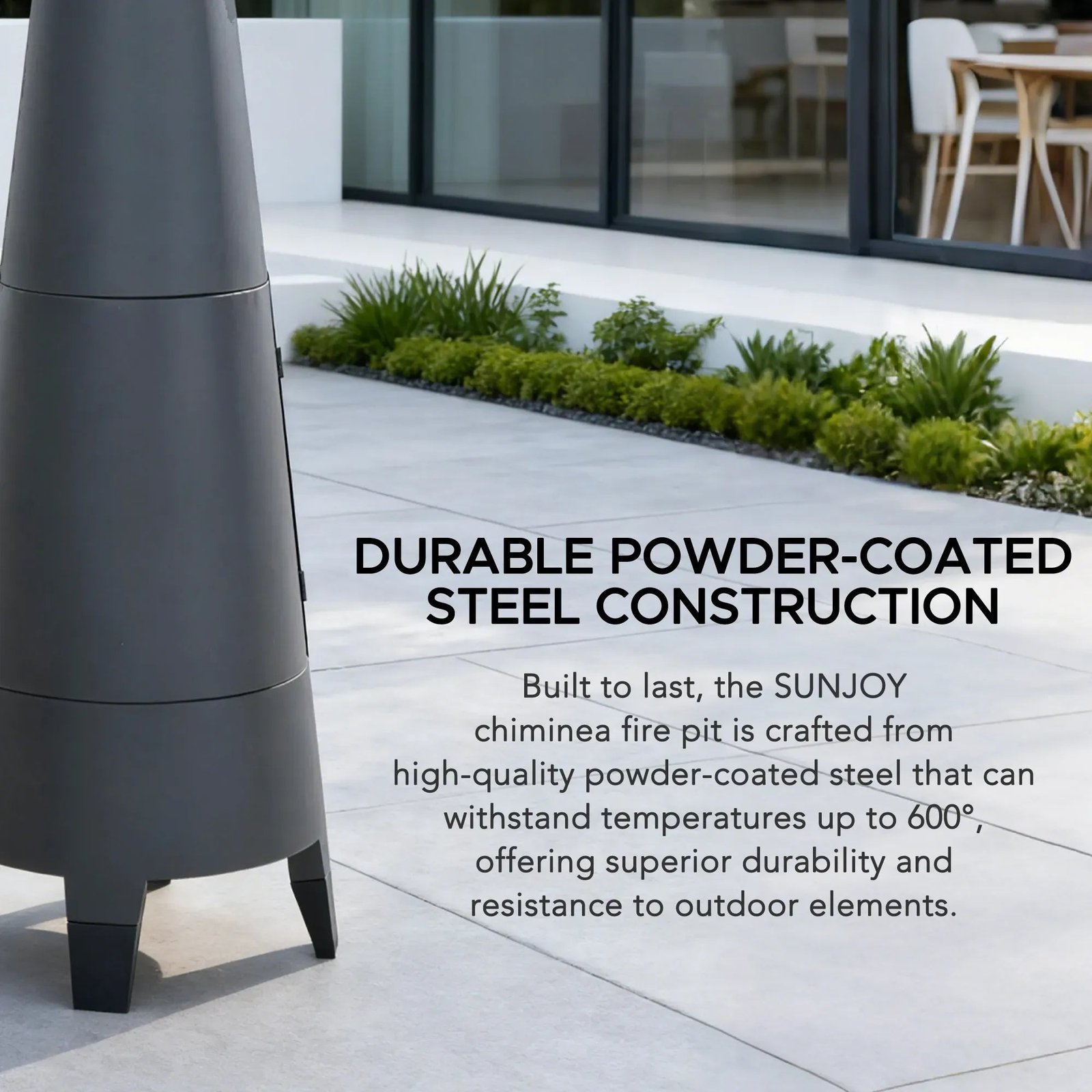 SUNJOY 57 Inch 2-in-1 Chiminea Fire Pit & Grill with Removable Grill Grate and PVC Cover - Gray - Image 7