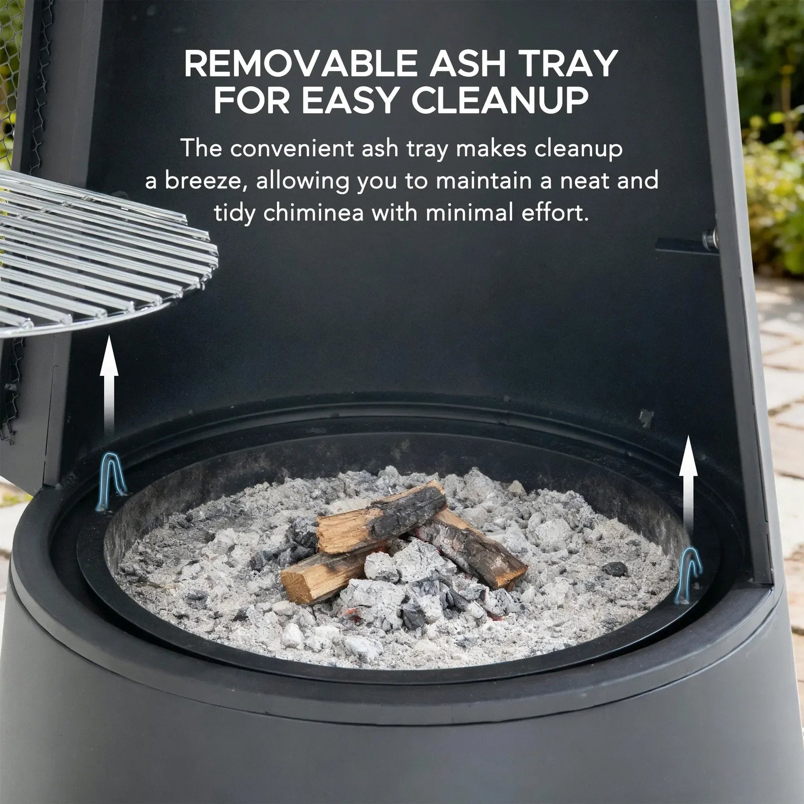 SUNJOY 57 Inch 2-in-1 Chiminea Fire Pit & Grill with Removable Grill Grate and PVC Cover - Black - Image 10