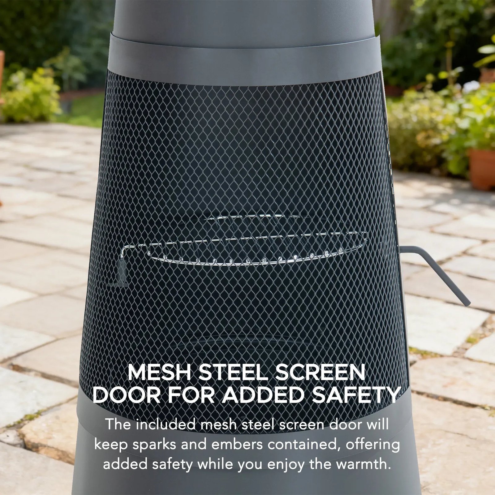 SUNJOY 57 Inch 2-in-1 Chiminea Fire Pit & Grill with Removable Grill Grate and PVC Cover - Gray - Image 11