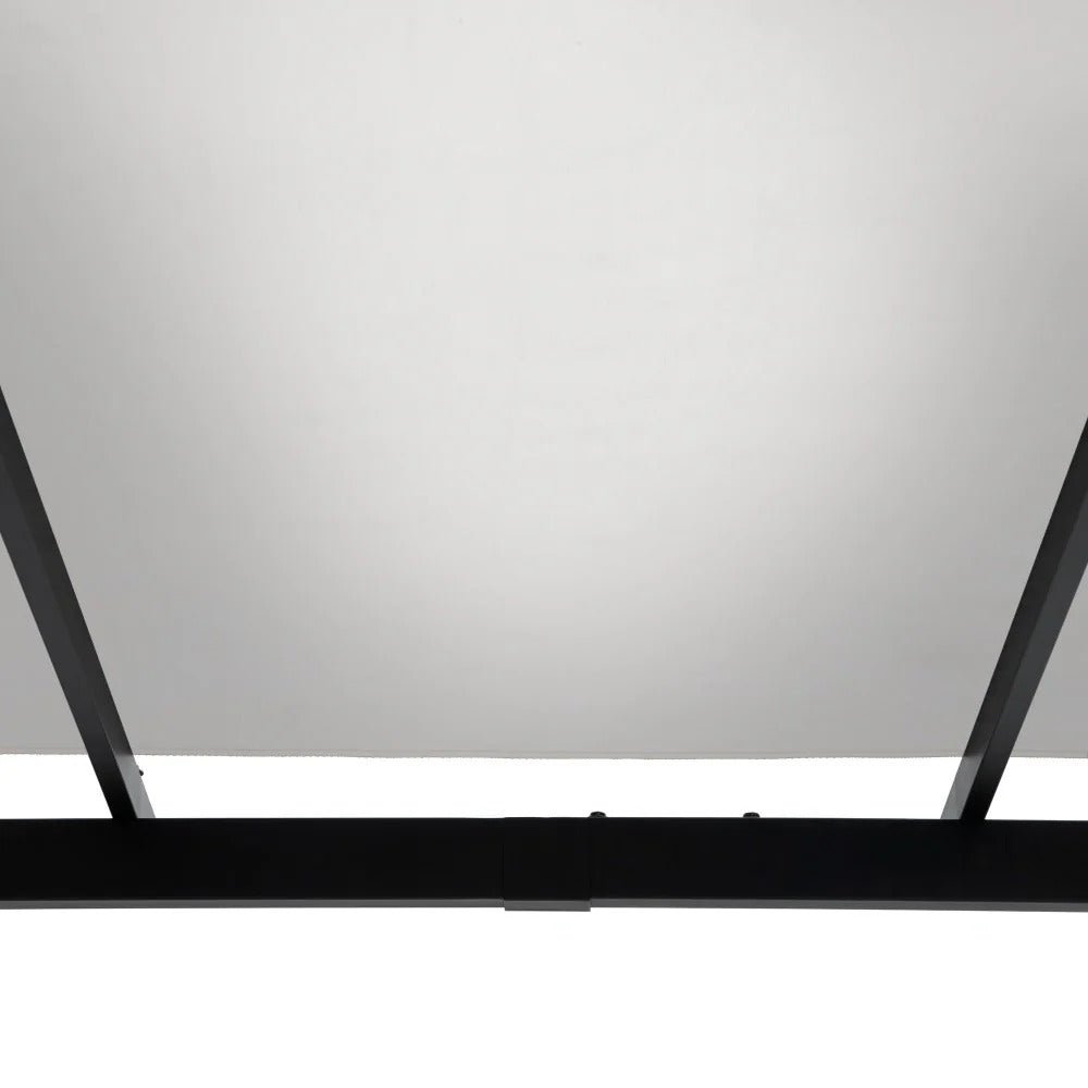SUNJOY 9x9 Matte Black Steel Frame Pergola with Adjustable Canopy Roof - Light Gray - Image 8